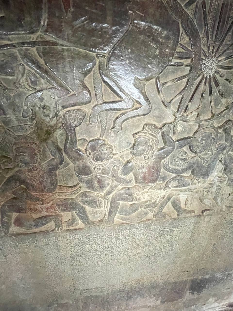 Intricate battle scene bas-reliefs