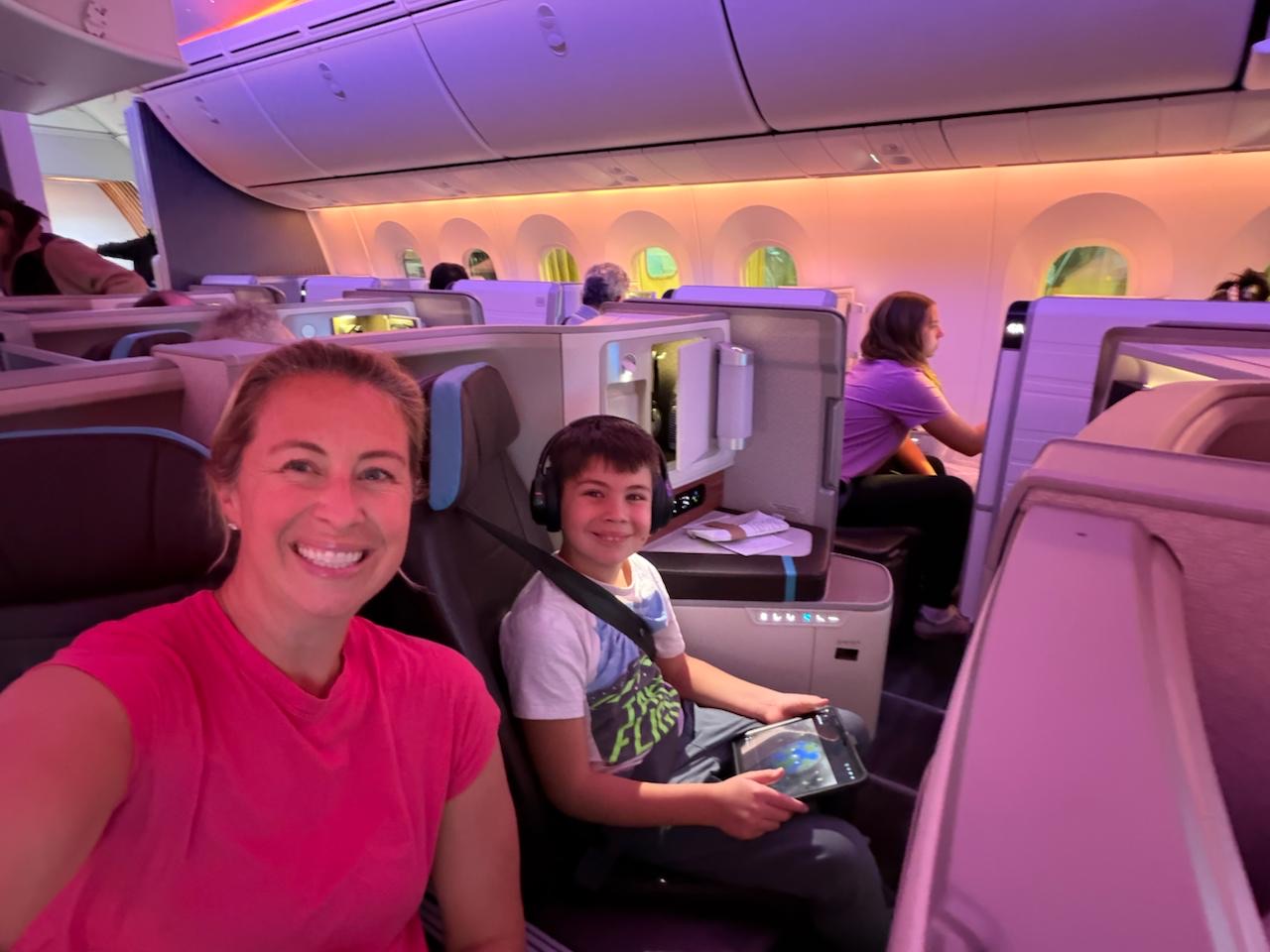 Kara and Caleb on Hawaiian Airlines 787