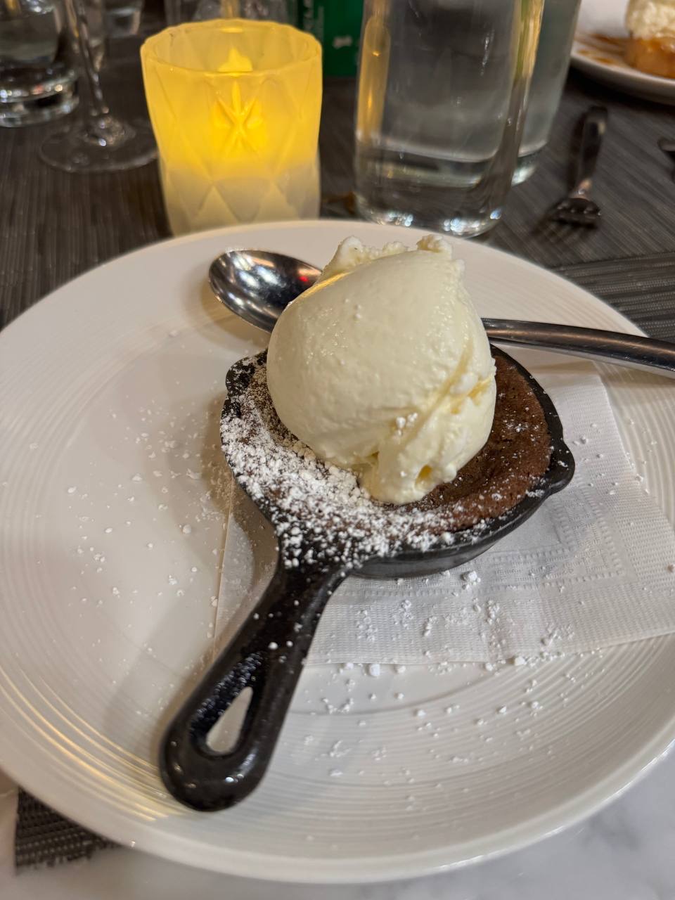 Warm chocolate brownie in the Polaris Lounge