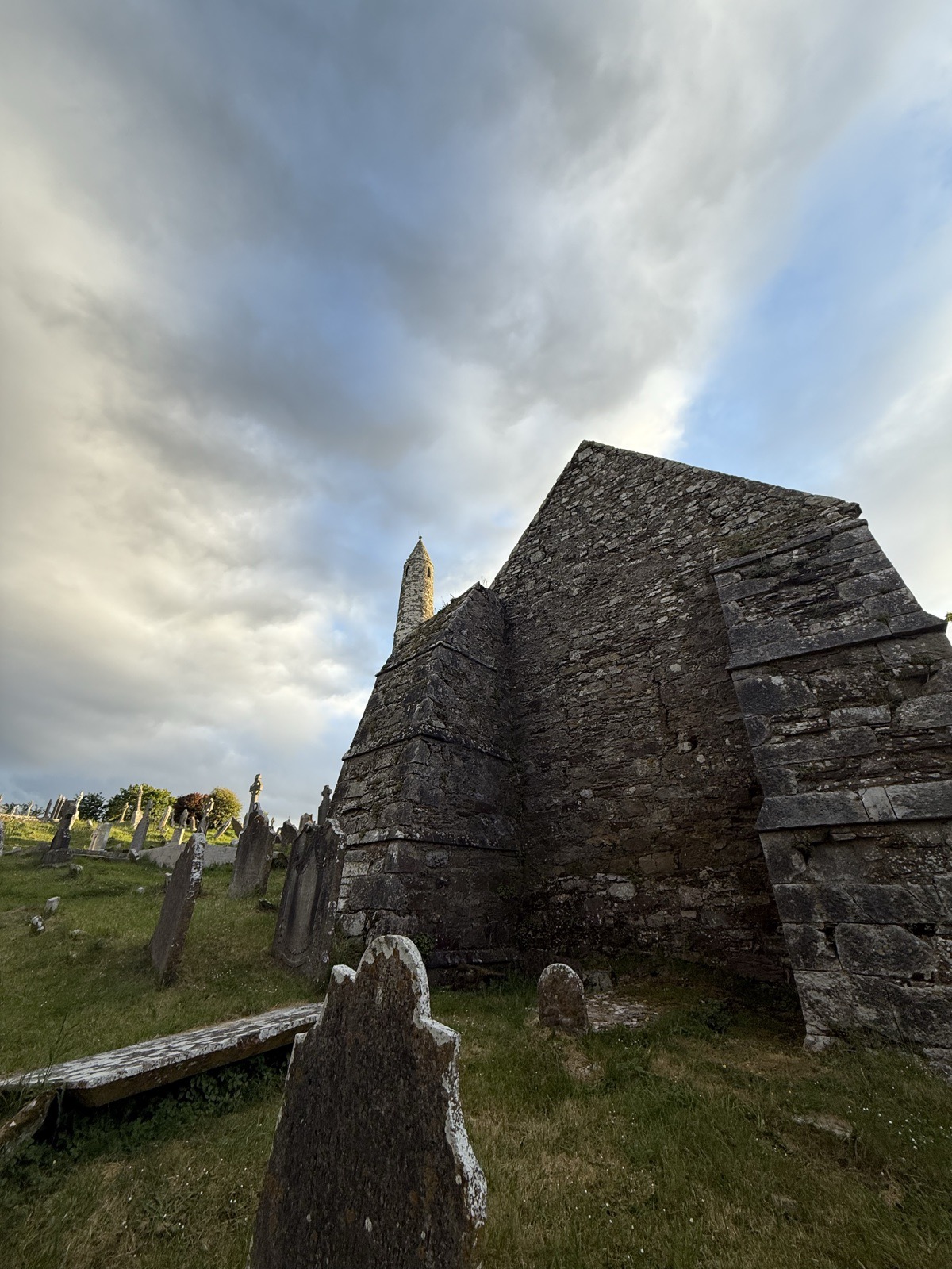 The ruined cathedral on the hill, with the round tower behind