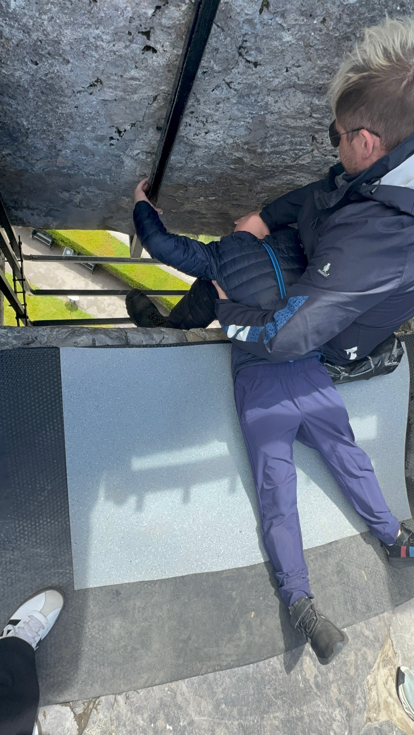 Leaning back to kiss the Blarney Stone
