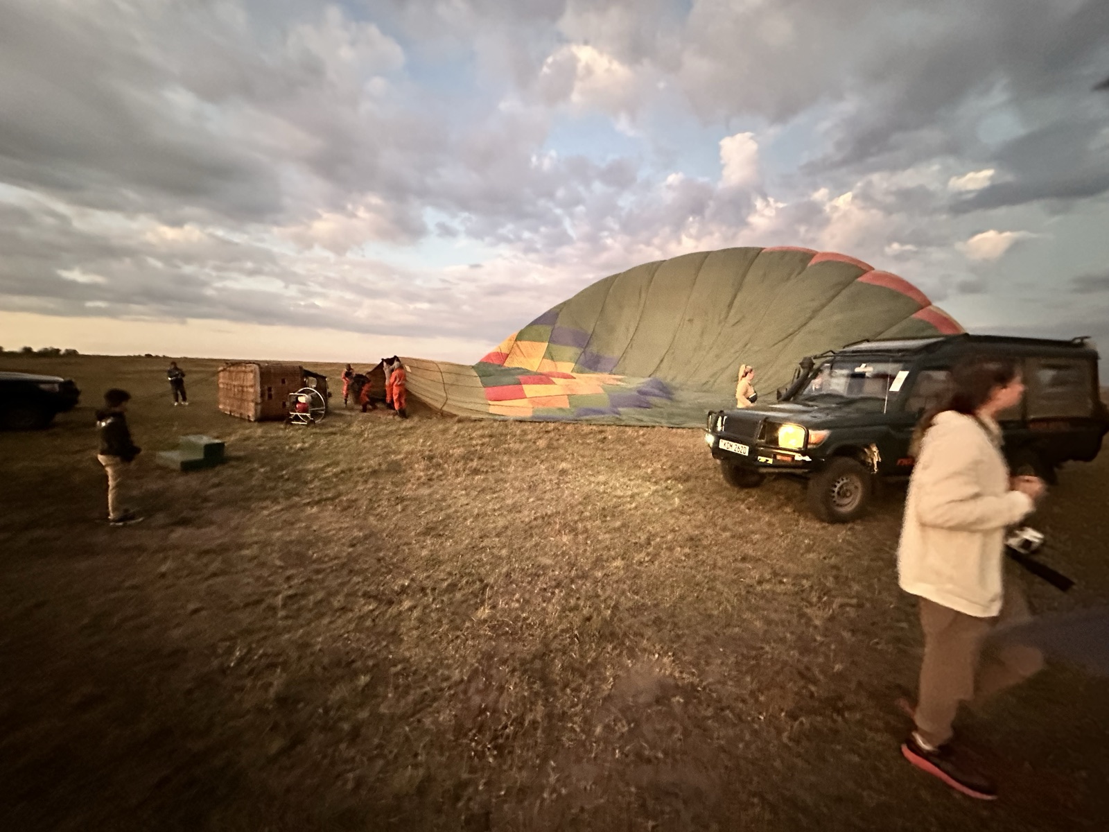 Balloons being inflated at the launch site before dawn