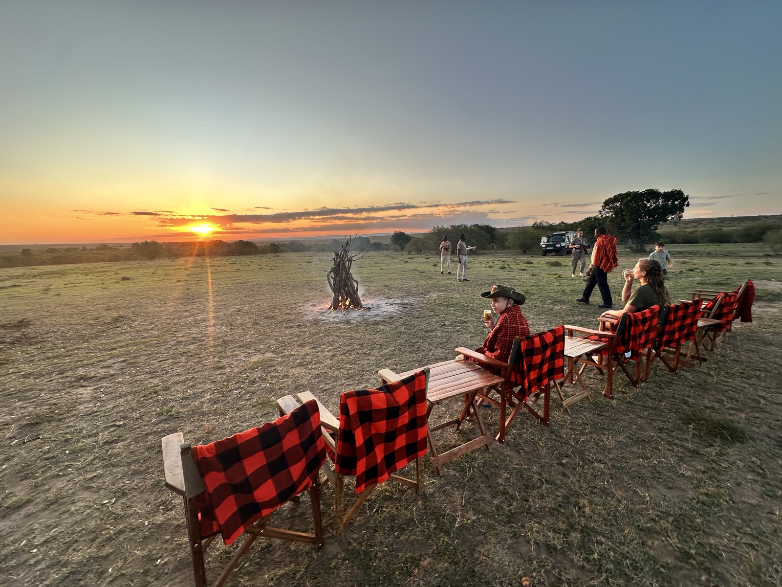 Sundowner chairs set out on the plains