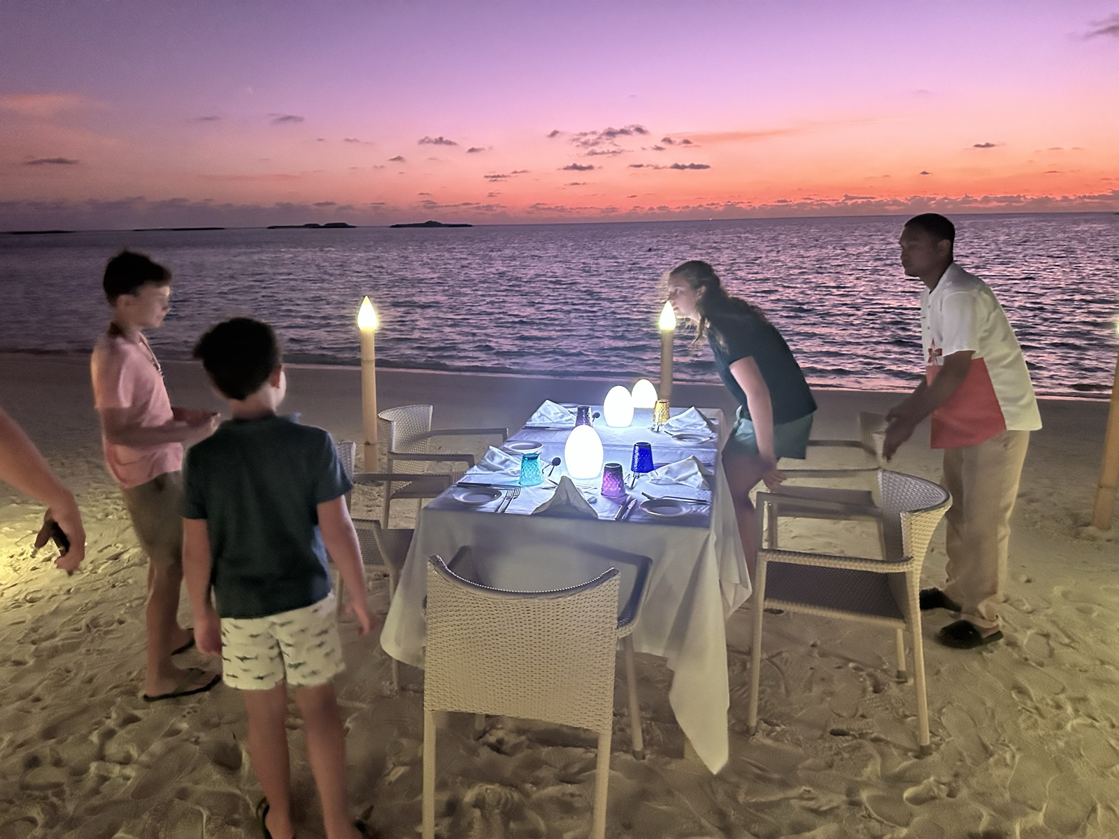 Dinner on the beach at sunset