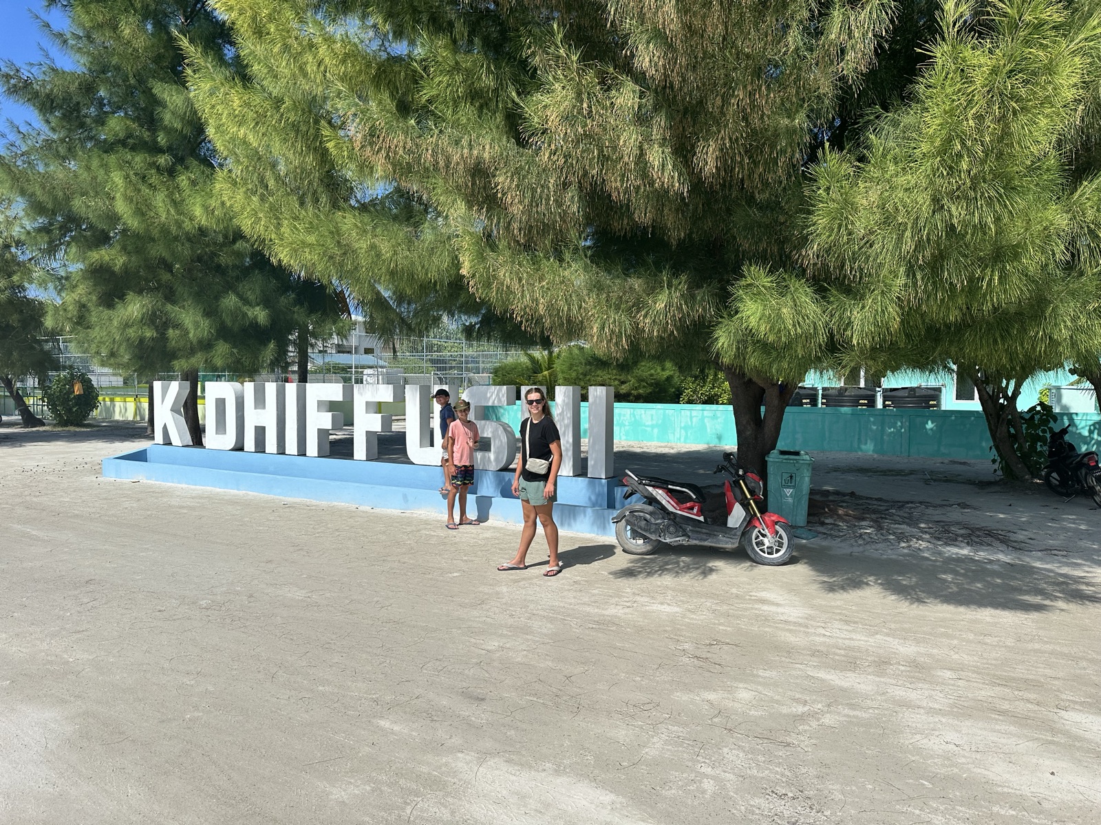 The sign on Dhiffushi, a local island