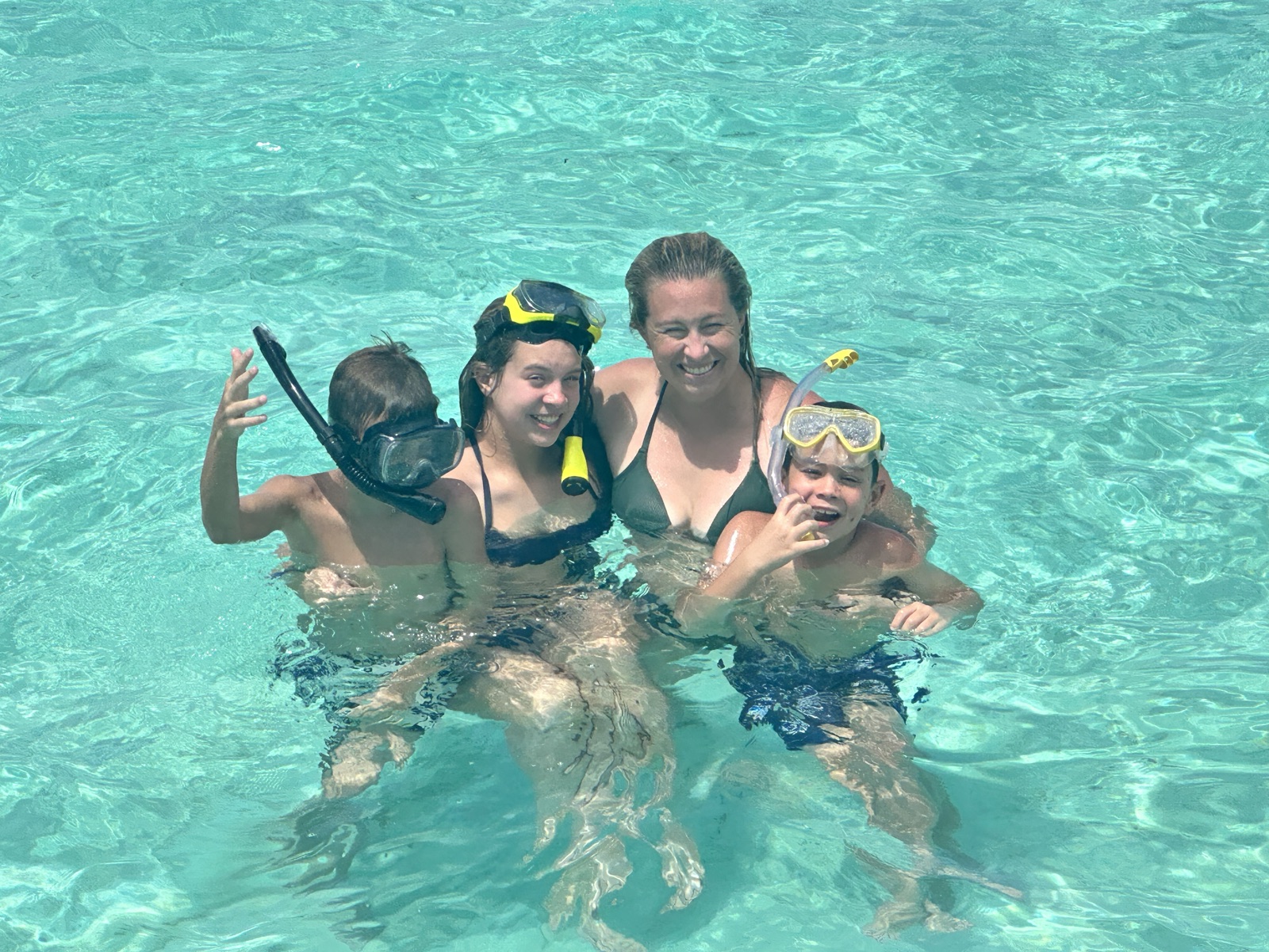 Snorkeling together in the lagoon