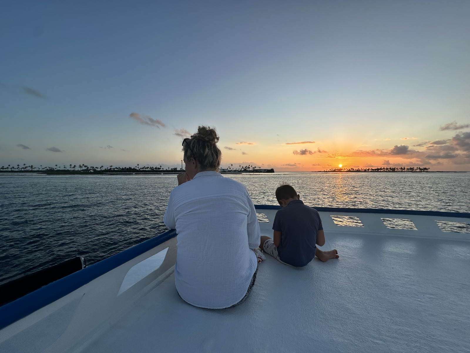 Watching the sunset from the bow
