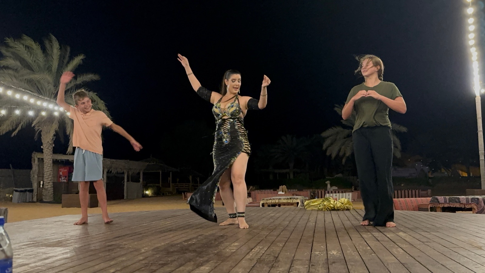 Dancing after dinner at the desert camp